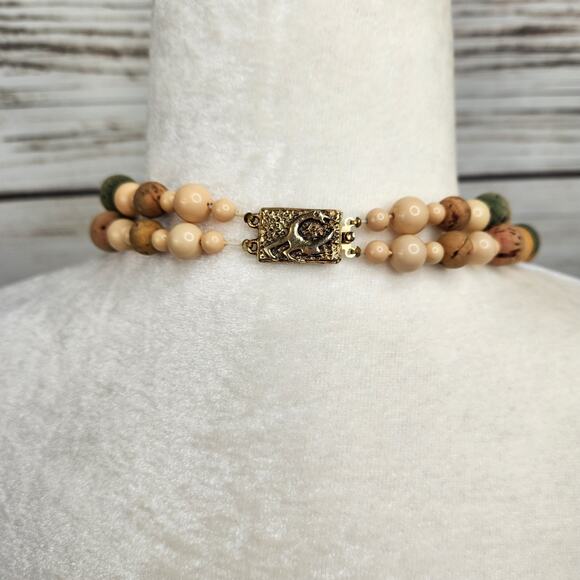 Vintage Multi Strand Bohemian Wooden Beaded Necklace Retro - Picture 4 of 5